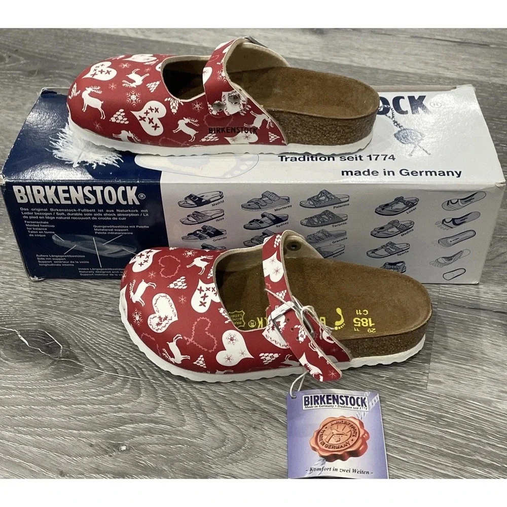 NEW Birkenstock Maria Kinder Kids Shoes Size 29 / C11 Reindeer Heart‎ Slip On